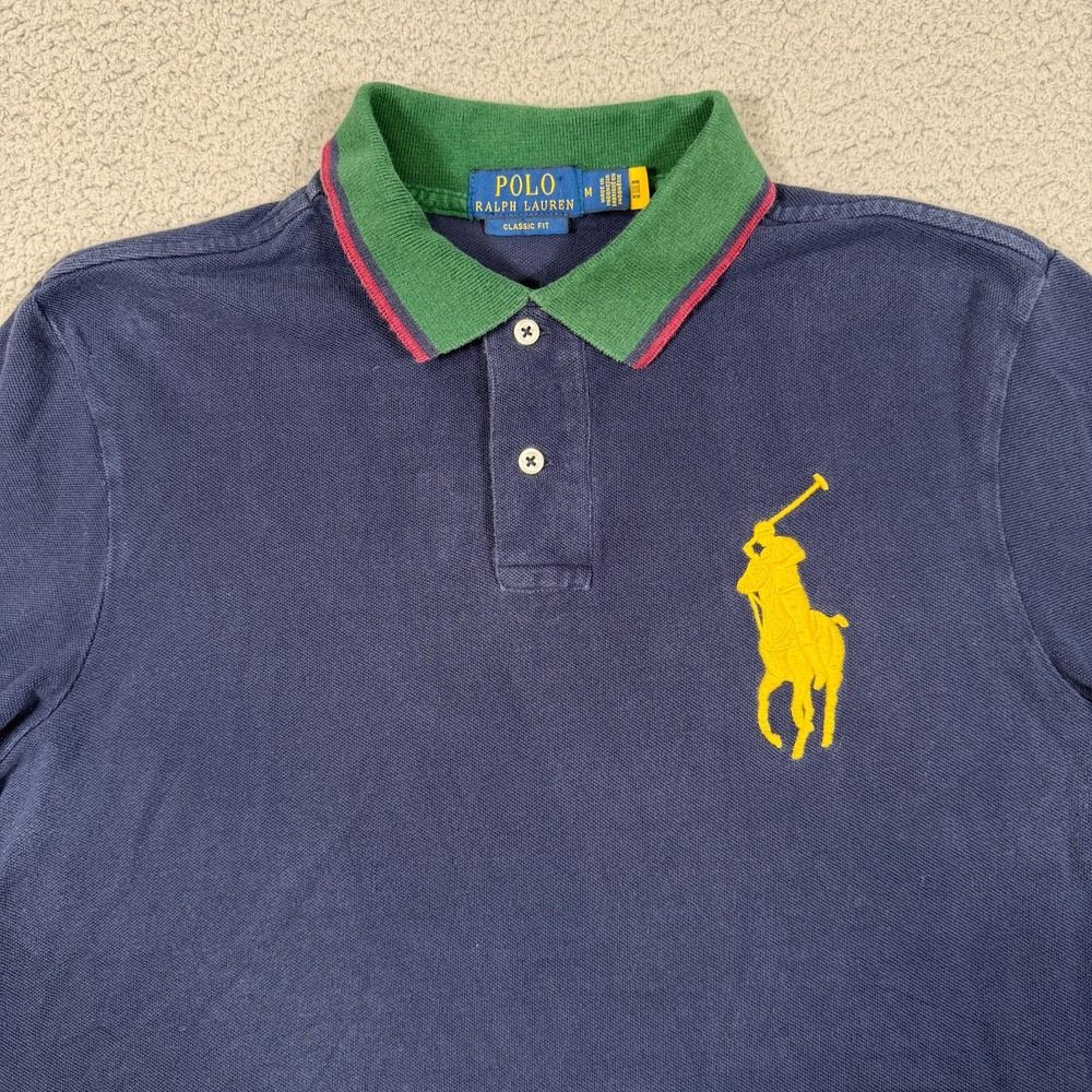 Polo Ralph Lauren Big Pony Collared Shirt Mens M Blue Horse Faded Streetwear